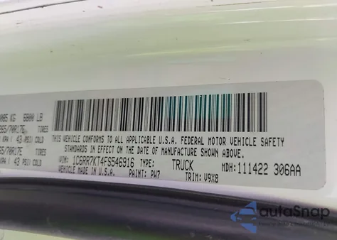 2015 Ram 1500 Tradesman z USA, uszkodzony, nr VIN 1C6RR7KT4FS546916